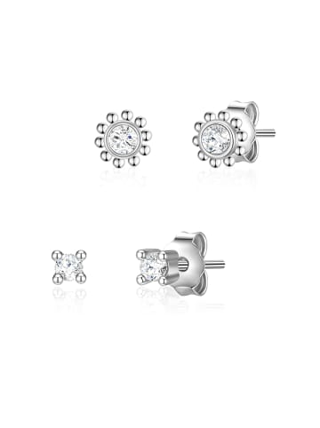 Glanzstücke München Ohrstecker Blume aus Sterling Silber mit Zirkonia in silber