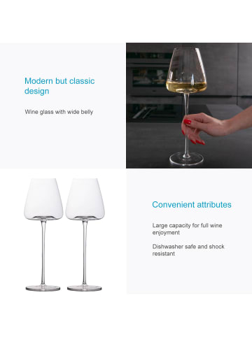 Intirilife Wein Glas Set 500 ml Weißwein Rotwein Gläser Spülmaschinenfest in Transparent