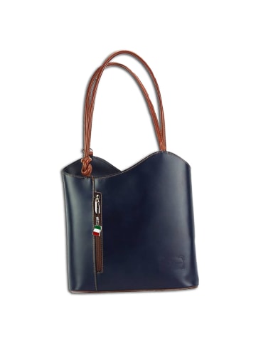 Florence Florence Schultertasche, Rucksack Leder blau, braun ca. 28cm