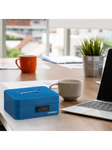 relaxdays Geldkassette in Blau - (B)20 x (H)8,5 x (T)17 cm