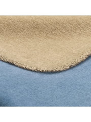 Erwin Müller Baumwollmischung Wohndecke Matera in hellblau/sand