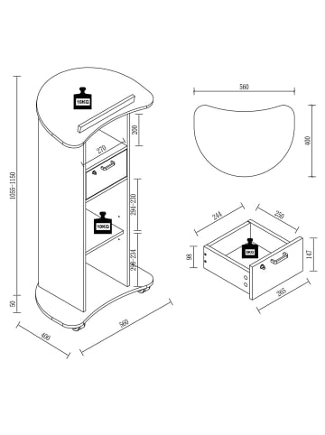 ebuy24 Büroregal RedolaM 3 Anthrazit 56 x 37 cm