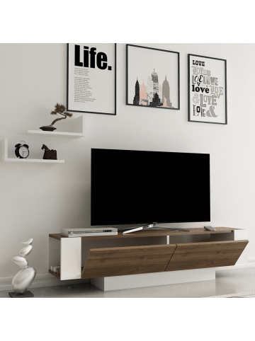 CALICOSY TV Möbel MATERA in Dunkles Holz - (W) 150 x (H) 41,6 x (L) 31,5 cm