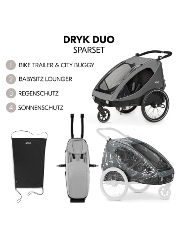 Hauck 2in1 Fahrradanhänger Sparset Dryk Duo - für in grau1