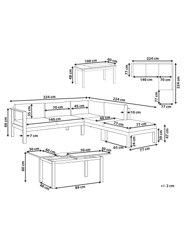 Beliani 3-tlg Sitzgruppe MESSINA in Grün/Weiß/Grau