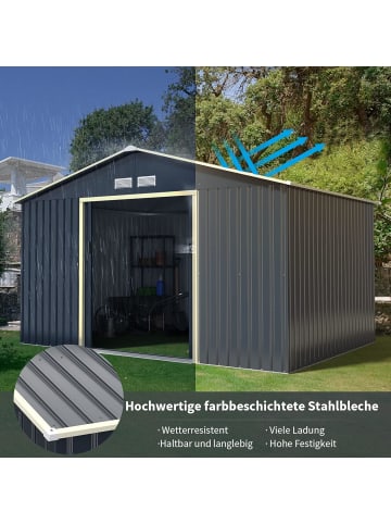 COSTWAY Gerätehaus Metall 16,97 m³ Türgröße: 138x162cm in Grau