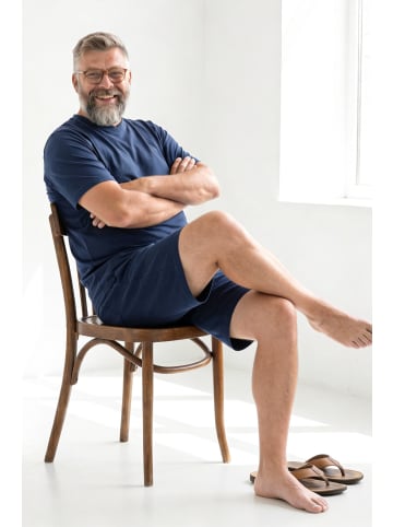 Men Plus Langer Schlafanzug in navy blau