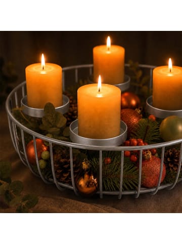 relaxdays Adventskranz in Silber - (H)10 x Ø 33 cm