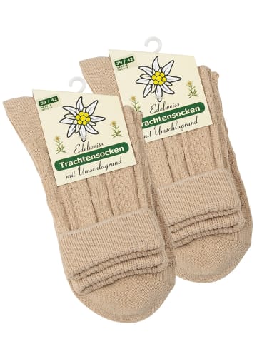 Cotton Prime® Trachtensocken 2 Paar, mit Umschlagrand in Beige