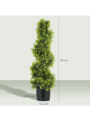 HOMCOM Kunstpflanze-Ø16,5 x 90H cm-Grün