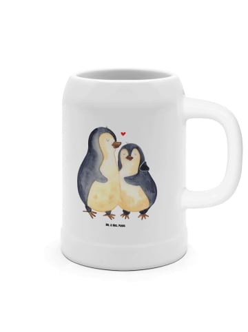 Mr. & Mrs. Panda Krug Pinguin umarmen ohne Spruch in Weiß