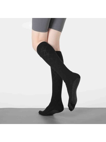 MUNADUNA Lange Yoga-/Pilates-Zehensocken – Rauten-Netzstruktur Anti-Rutsch in Weiß