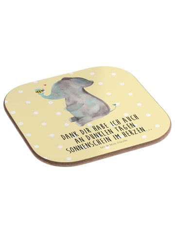 Mr. & Mrs. Panda Bierdeckel Elefant Biene mit Spruch in Gelb Pastell