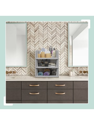 relaxdays 3 x Schrank Organizer in Grau - (B)33,5 x (H)13 x (T)43,5 cm