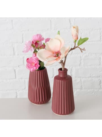 Boltze Vase Esko 2er-Set in dunkelrot