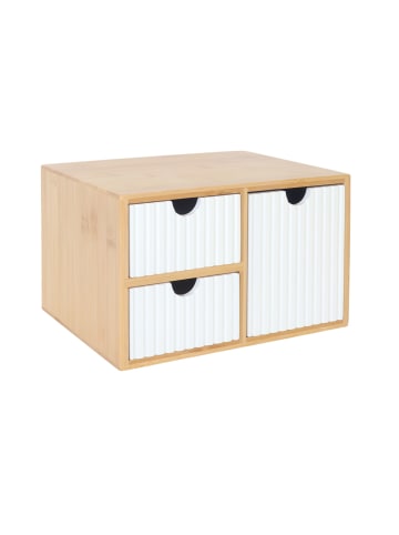 relaxdays Schubladenbox in Weiß/Natur - (B)25 x (H)15 x (T)20 cm