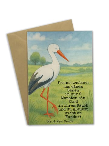 Mr. & Mrs. Panda Grußkarte Storch Design mit Spruch in Weiß