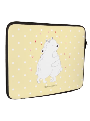 Mr. & Mrs. Panda Laptop Tasche Eisbär Umarmen ohne Spruch in Gelb Pastell