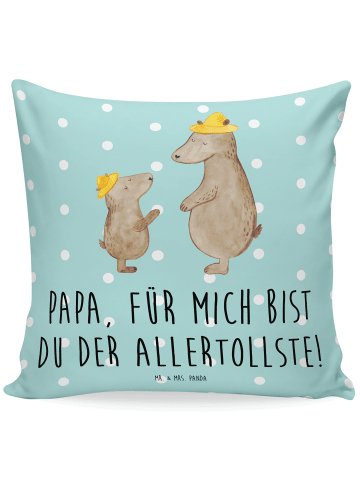 Mr. & Mrs. Panda 40x40 Kissen Bären mit Hut mit Spruch in Türkis Pastell