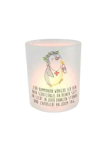 Mr. & Mrs. Panda Teelicht Pinguin Kommunion  mit Spruch in Transparent