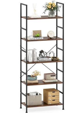 COSTWAY 5-stufig Bücherregal 160 cm Standregal in Braun