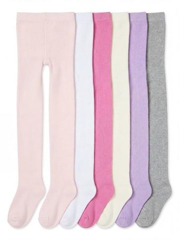 TupTam Mädchen Strickstrumpfhosen Bunt Gemustert 6er Pack in rosa/gelb