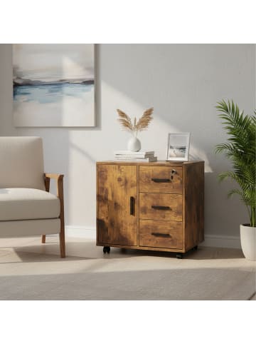 relaxdays Rollcontainer in Vintagebraun - (B)60 x (H)57 x (T)40 cm