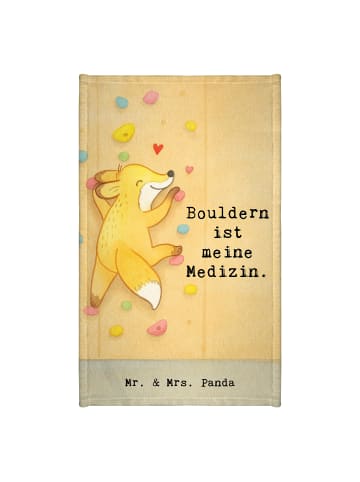 Mr. & Mrs. Panda Gästehandtuch Fuchs Bouldern Design mit Spruch in Weiß