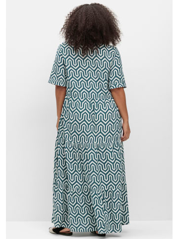 sheego Maxikleid in petrol-gemustert