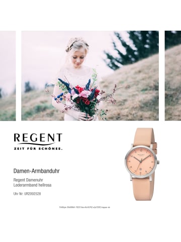 Regent Armbanduhr-Analog hellrosa klein (ca. 30mm) Regent Lederarmband
