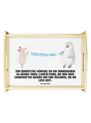 Mr. & Mrs. Panda Serviertablett Maus Pinguin Geburtstag mit Spruch in Weiß