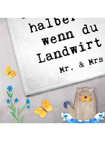 Mr. & Mrs. Panda Handtuch Landwirt Herz mit Spruch in Weiß