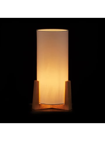relaxdays Tischlampe in Weiß/Natur - (H)33 x Ø15 cm