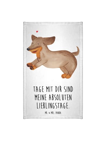 Mr. & Mrs. Panda gäste wc handtuch Hund Dackel mit Spruch in Weiß