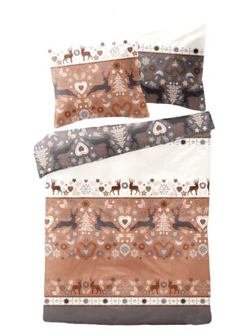 JACK 2 tlg. Edelbiber Bettwäsche Hirsch in Braun