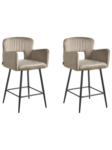 Beliani 2er-Set Barhocker SANILAC in Beige/Schwarz