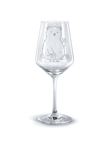 Mr. & Mrs. Panda Weinglas graviert Eisbär Faul ohne Spruch in Transparent