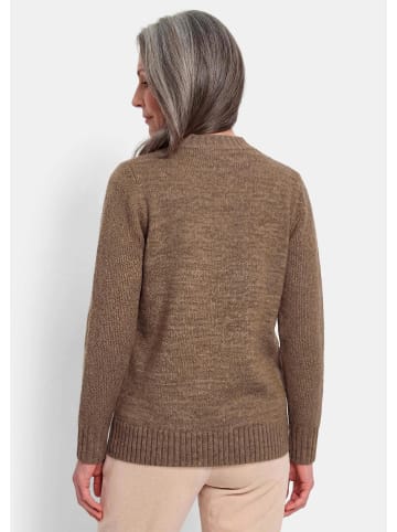 GOLDNER Strickpullover mit Stehkragen in braun / grau / gemustert
