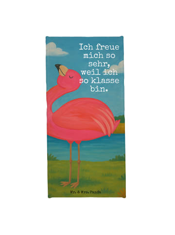 Mr. & Mrs. Panda Badehandtuch Flamingo Stolz Design mit Spruch in Weiß