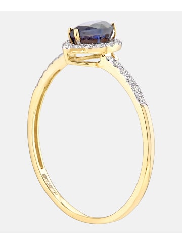 Diamant L'éternel Cluster-Ring aus 750 Gelbgold mit Diamant mit Saphir