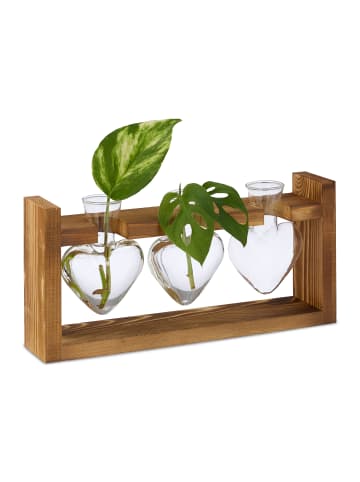 relaxdays Reagenzglas Vase "Herz" in Klar/ Natur