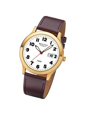 Regent Analog-Armbanduhr Regent Lederarmband braun mittel (ca. 39mm)