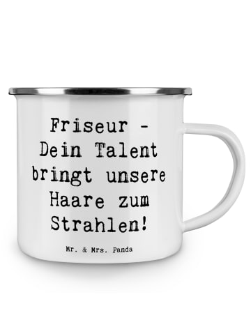 Mr. & Mrs. Panda Kaffeebecher Spruch Friseur Talent mit Spruch in Weiß