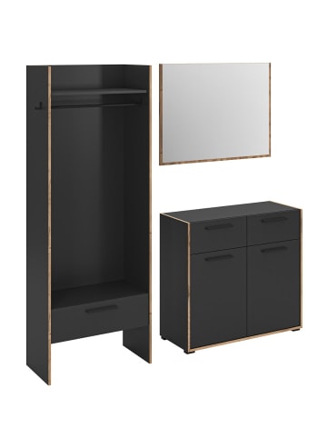 ebuy24 Garderobenmöbel Bueno (3-teilig) Schwarzgrau 180 x 37 cm