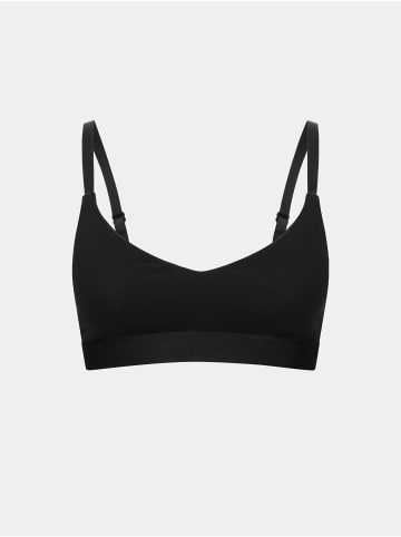 Erlich Textil  2er Pack Casual Cotton Bralette mit herausnehmbaren Pads bügellos aus Bio-Baumwolle - verstellbare Träger in schwarz