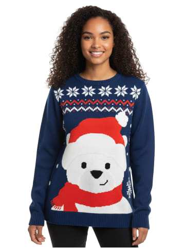 United Labels Winterpullover Eisbär Winter Strick Pullover Sweatshirt Ugly Sweater in blau