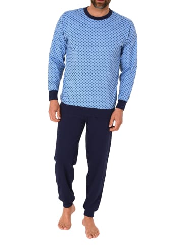 NORMANN Pyjama Schlafanzug Bündchen - 74100 in blau