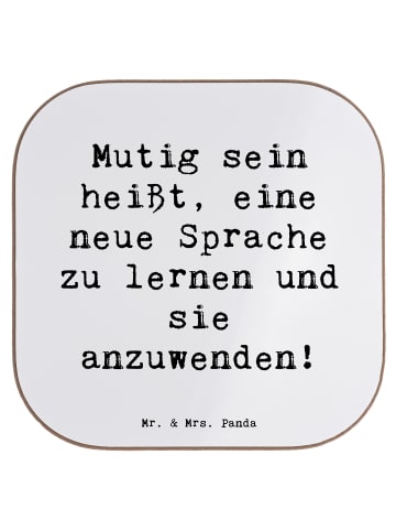 Mr. & Mrs. Panda Bierdeckel Spruch Sprachen Lernen und Anwenden ... in Weiß