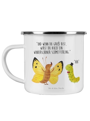 Mr. & Mrs. Panda Teetasse Raupe Schmetterling mit Spruch in Weiß