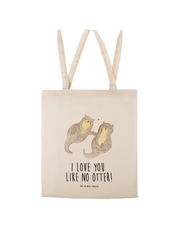 Mr. & Mrs. Panda Tote Bag Otter Hände halten mit Spruch in Creme